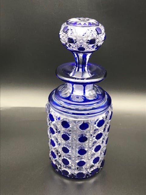 オールドバカラ ディアマン ピエーリー 色被せ切子 コバルトブルー