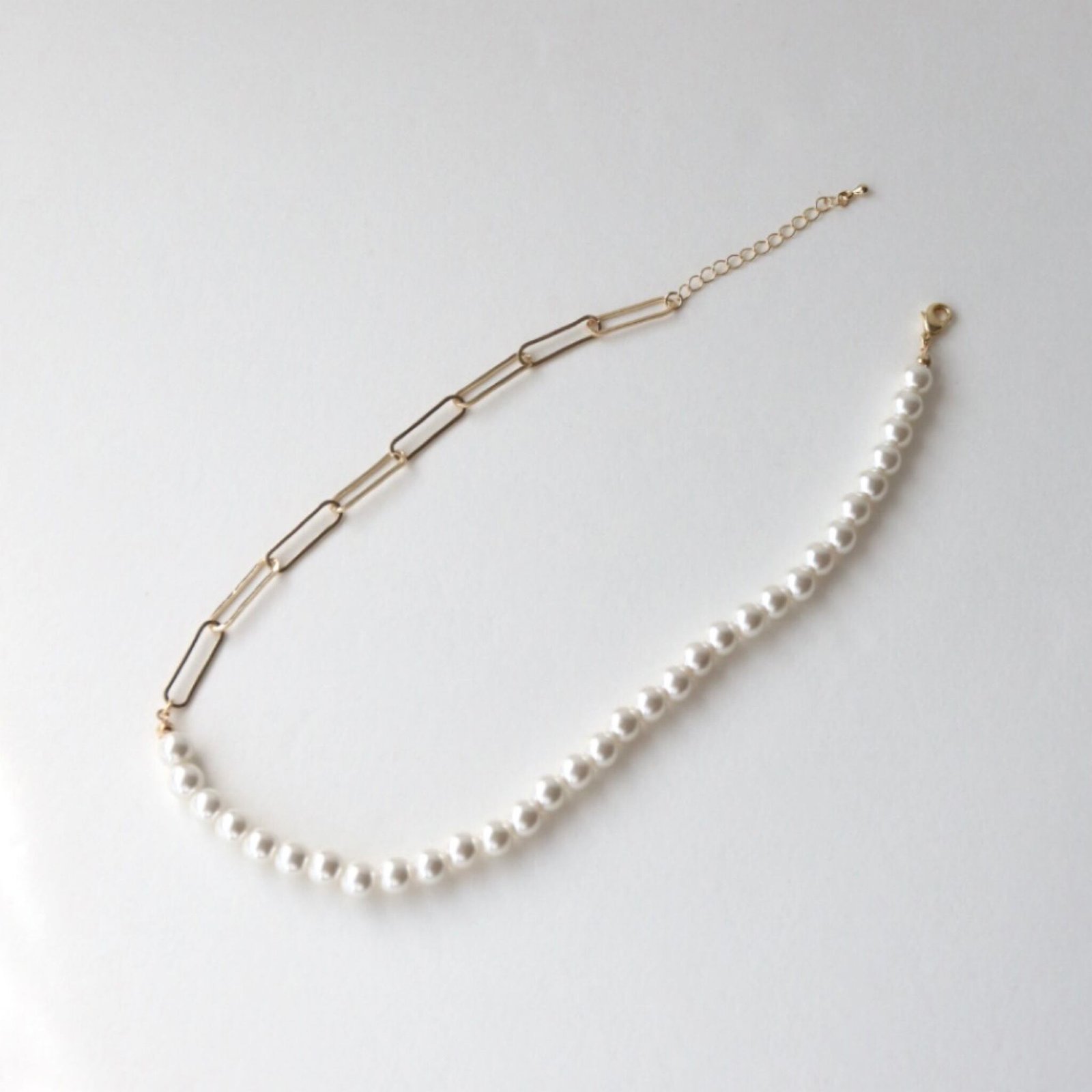 パール×スクエアチェーンネックレス | Danae∴