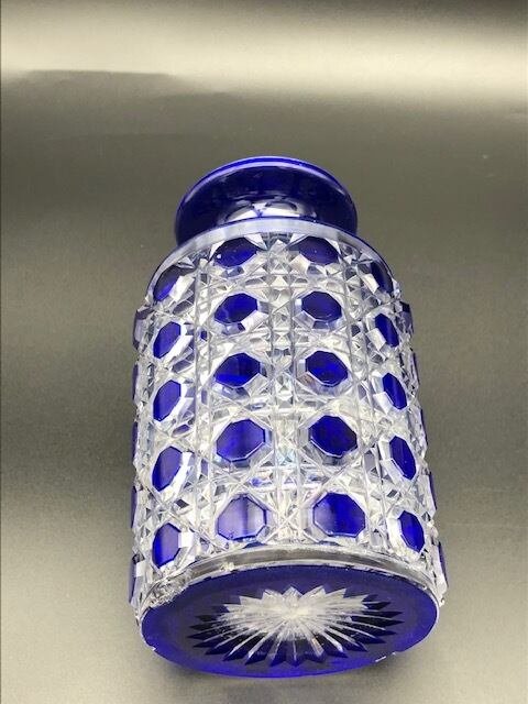 オールドバカラ ディアマン ピエーリー 色被せ切子 コバルトブルー