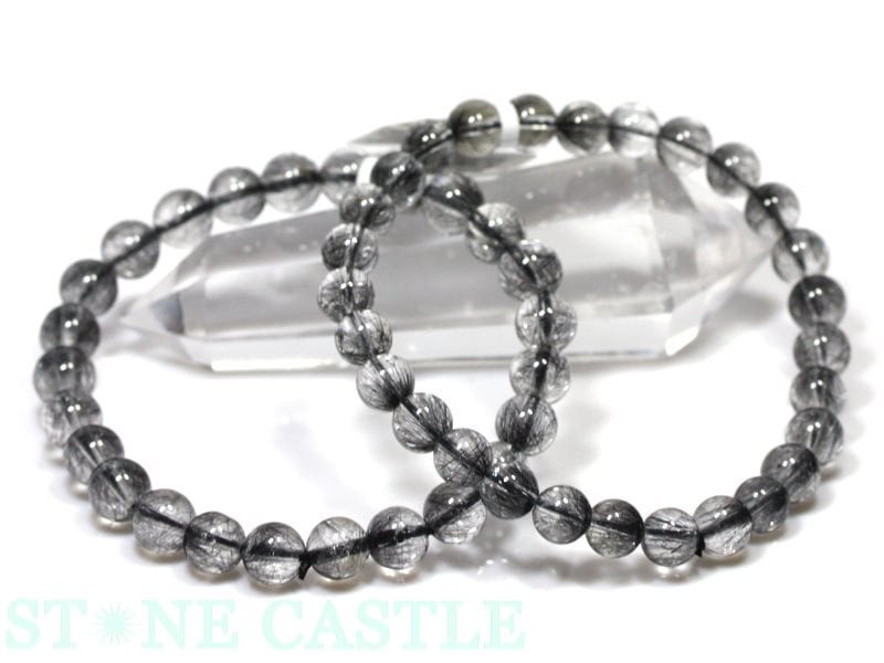 ☆高品質☆【ブレスレット】ブラックプラチナルチルクォーツ (3A) (約7