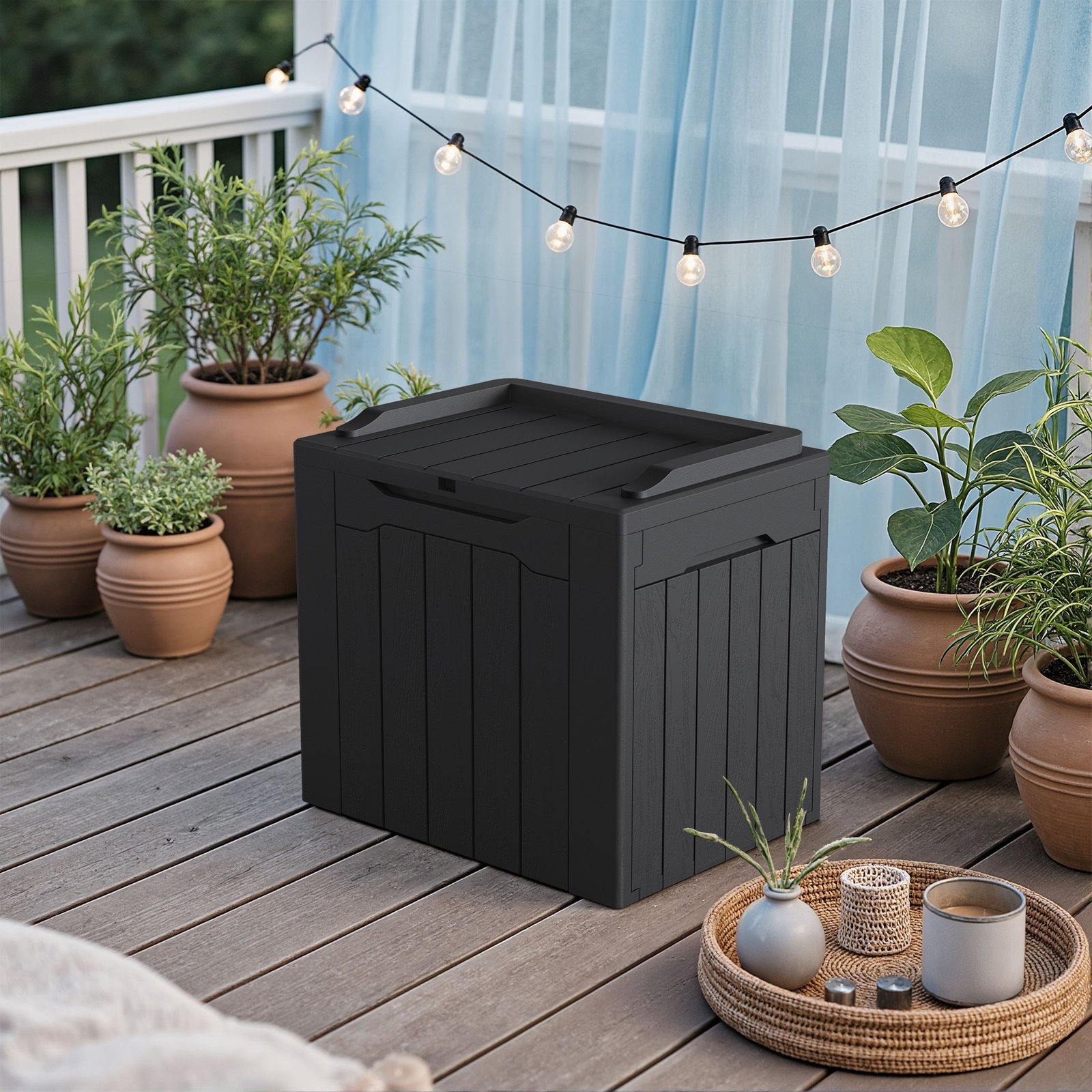 Patiowell 22-in L x 16.3-in 32-Gallons Black Plastic Deck Box WES
