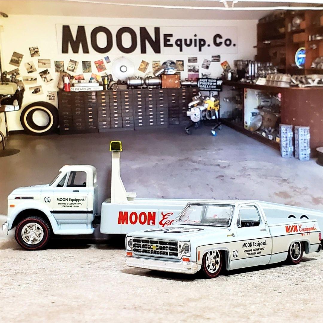 M2マシーン　ムーンアイズ　シボレー トラックセット　シルバラード&積車　新品 Mijo特注, M2マシーン 1/64 1990 シボレー C1500 シルバラード グレー