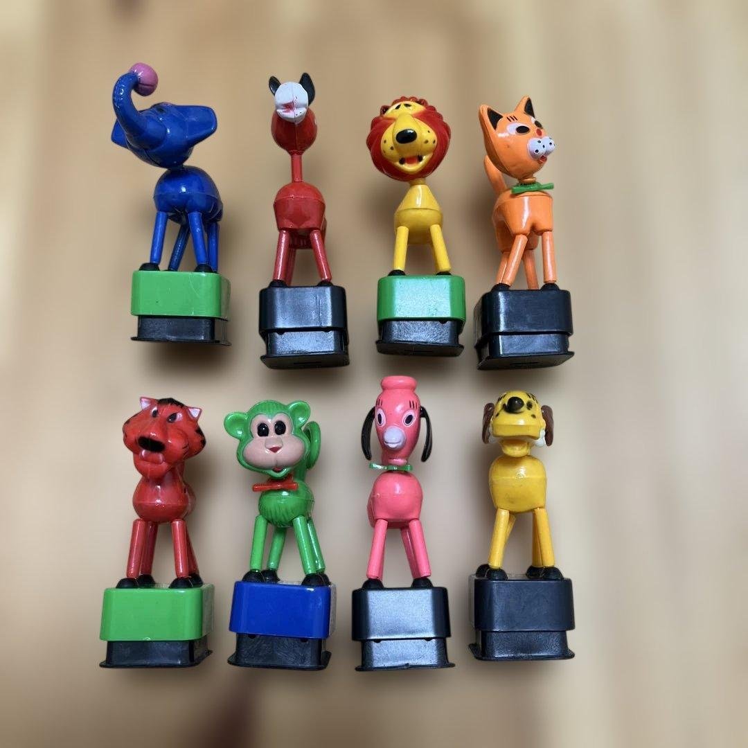 プッシュトイ　プッシュパペット　レトロ　8体セット プッシュトイ プッシュパペット レトロ 8体セット - メルカリ