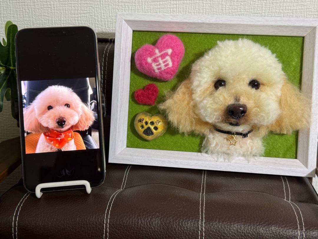 わんこ限定　羊毛フェルト作品　うちの子プレート　オーダー制作　愛犬そっくり ◾受注制作・羊毛フェルトわんこ・犬・うちの子オーダー・お座り（7